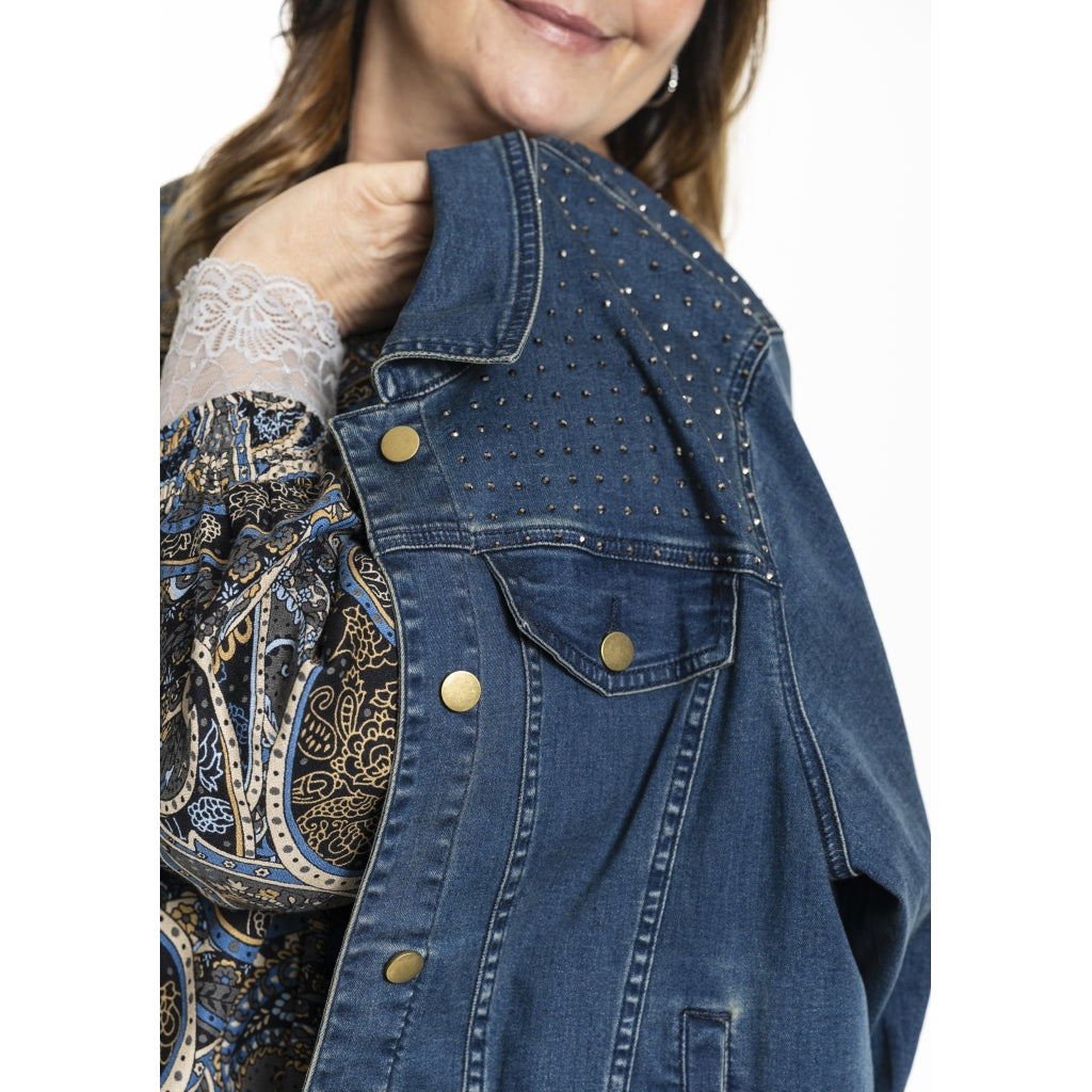 Gozzip Woman GMaya Denim Jacket with stone Jacket Dark blue denim