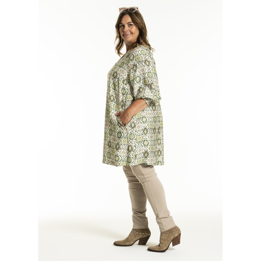 Gozzip Woman GMeta Tunic Tunic Green Print