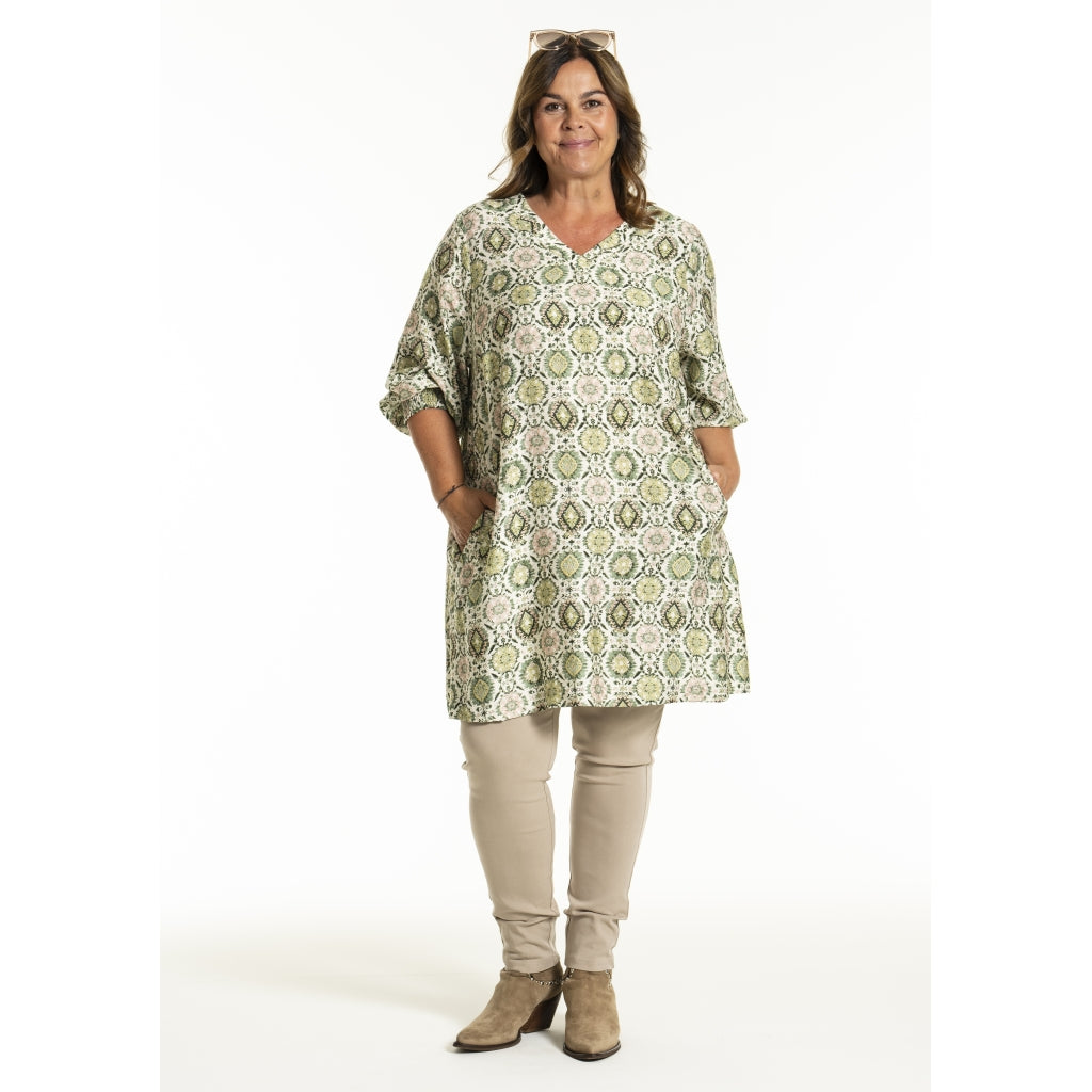 Gozzip Woman GMeta Tunic Tunic Green Print