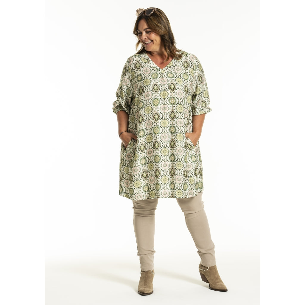 Gozzip Woman GMeta Tunic Tunic Green Print