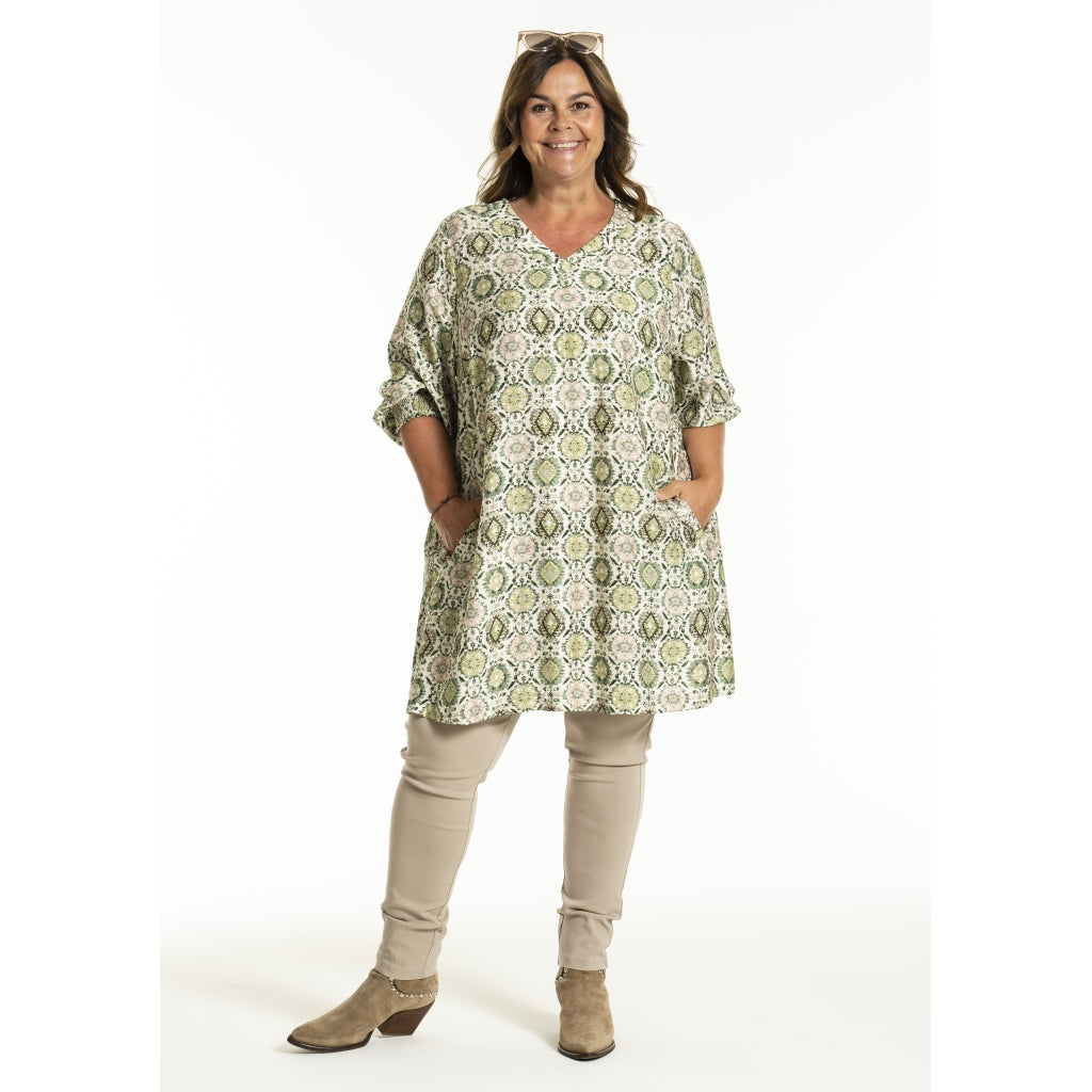 Gozzip Woman GMeta Tunic Tunic Green Print