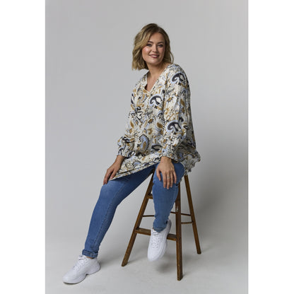Gozzip Woman GMeta Tunic Tunic Sand with blue print