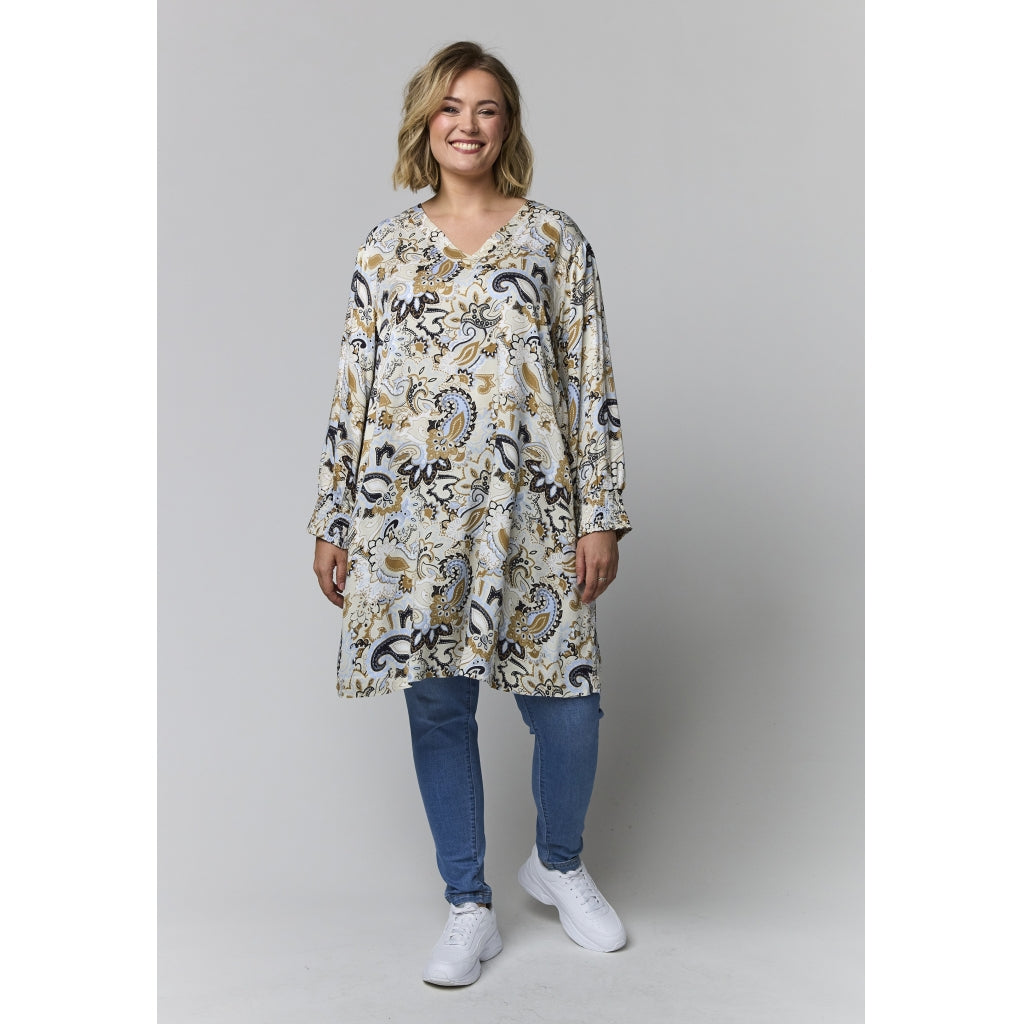 Gozzip Woman GMeta Tunic Tunic Sand with blue print