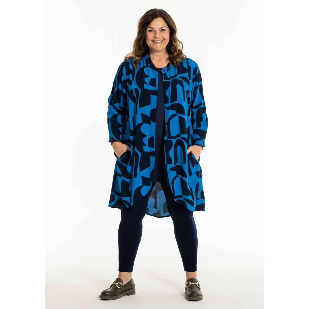 Gozzip Woman GMonna Shirt Tunic Shirt Tunic Indigo Print