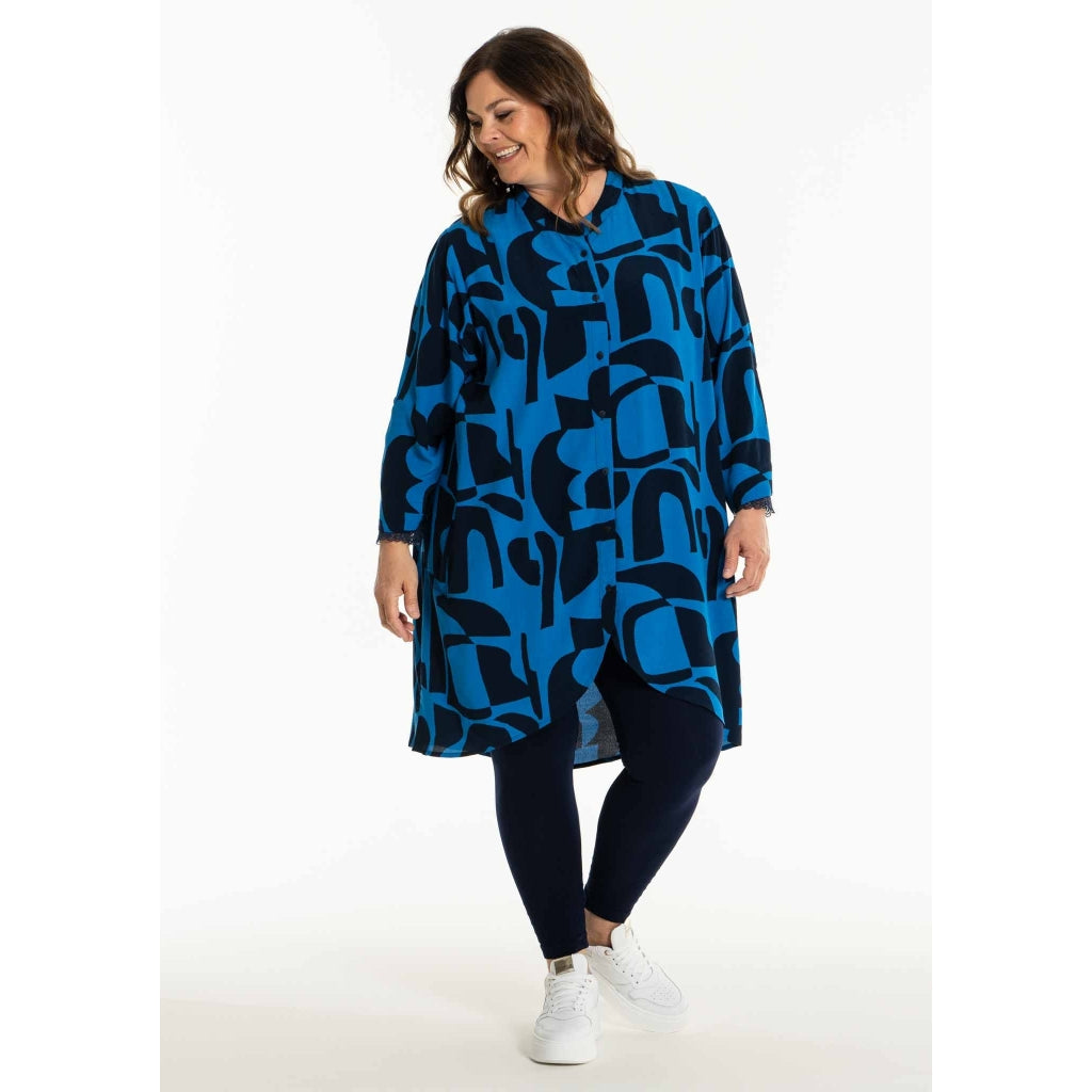 Gozzip Woman GMonna Shirt Tunic Shirt Tunic Indigo Print