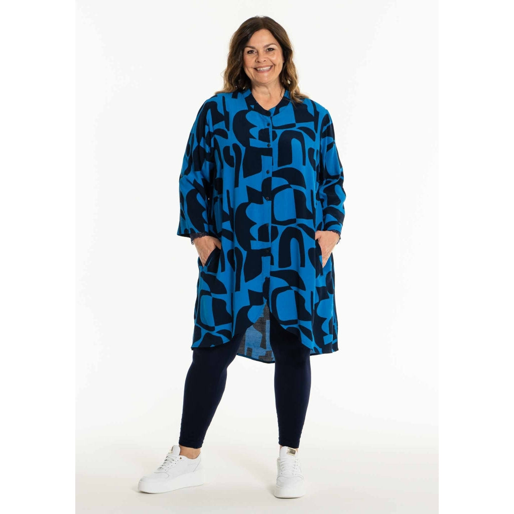 Gozzip Woman GMonna Shirt Tunic Shirt Tunic Indigo Print