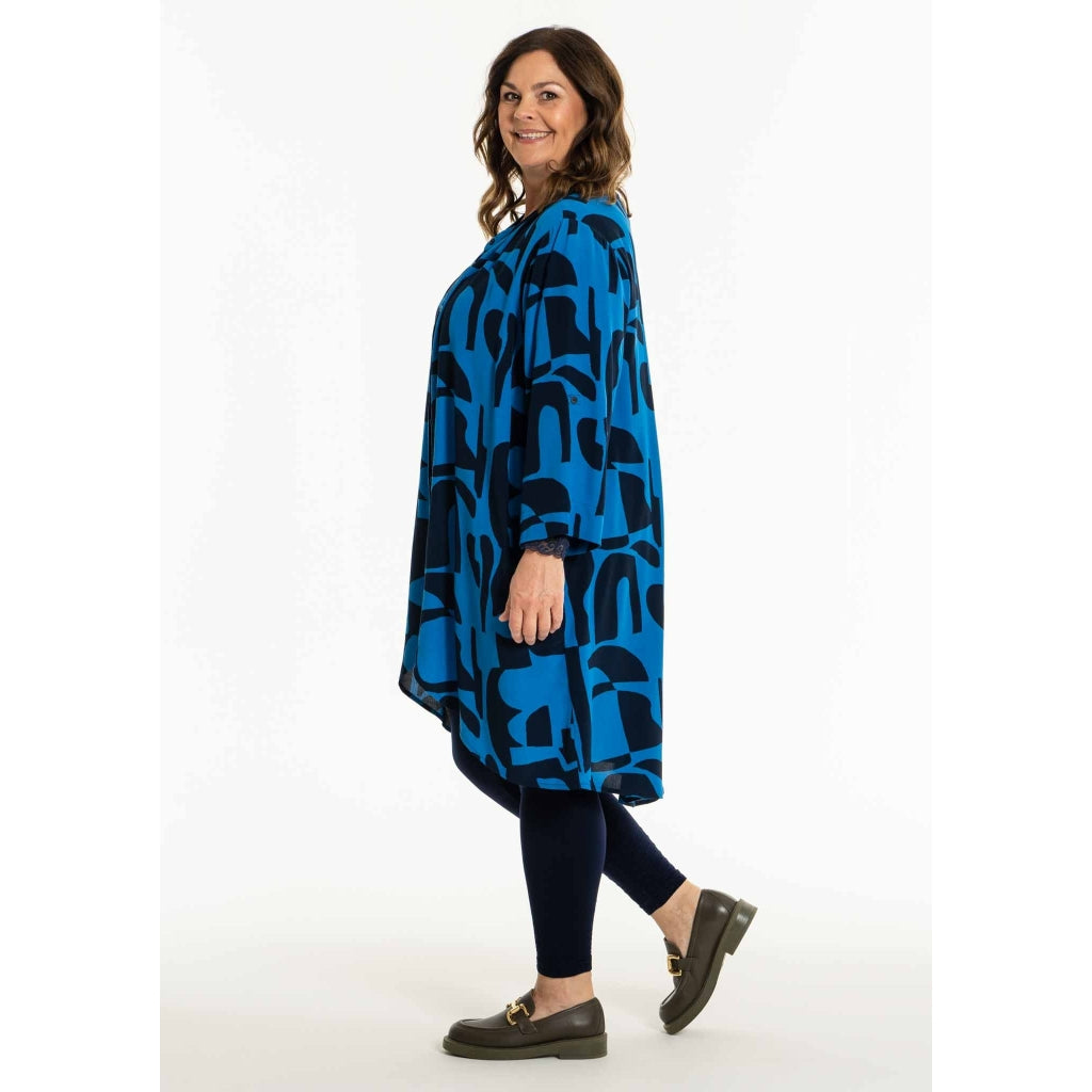 Gozzip Woman GMonna Shirt Tunic Shirt Tunic Indigo Print