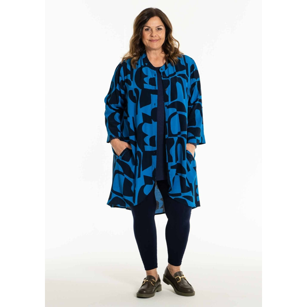 Gozzip Woman GMonna Shirt Tunic Shirt Tunic Indigo Print