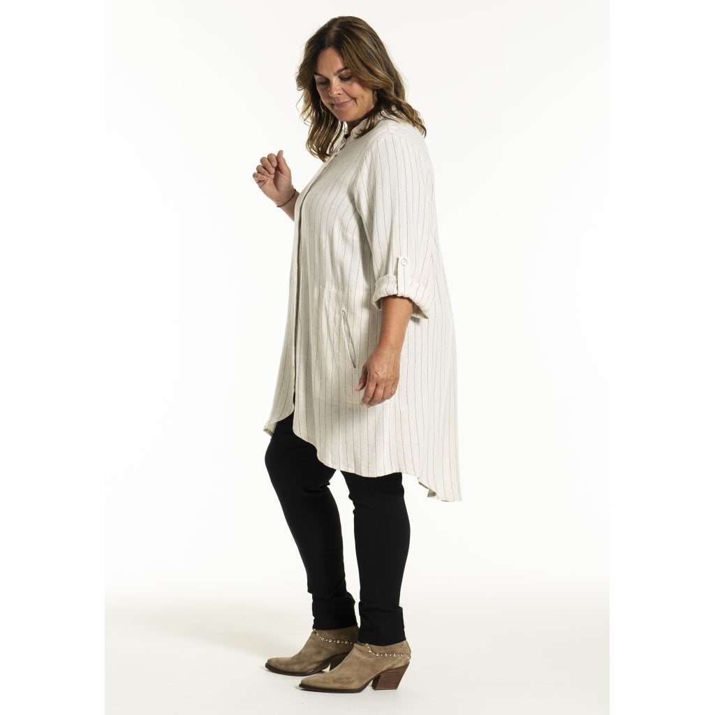 Gozzip Woman GMonna Shirt Tunic Shirt Tunic Linen stripe