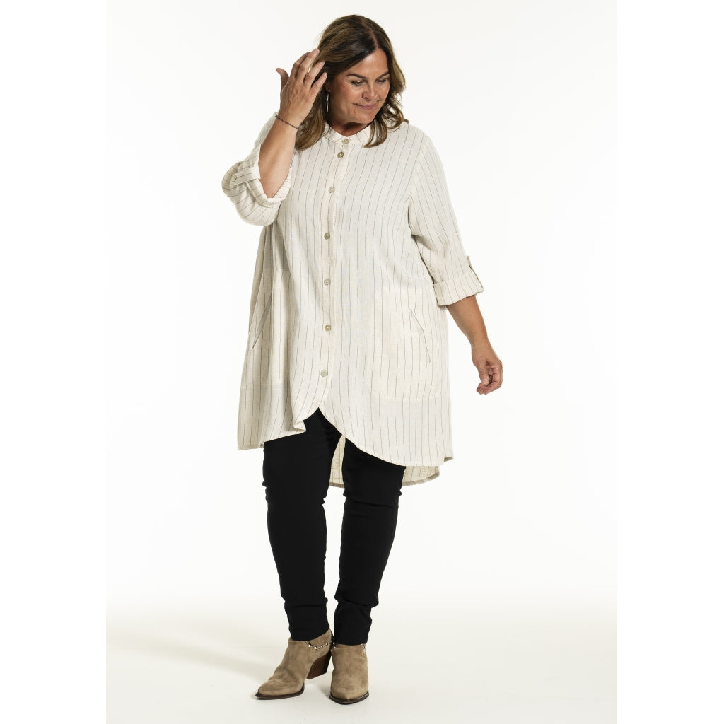 Gozzip Woman GMonna Shirt Tunic Shirt Tunic Linen stripe