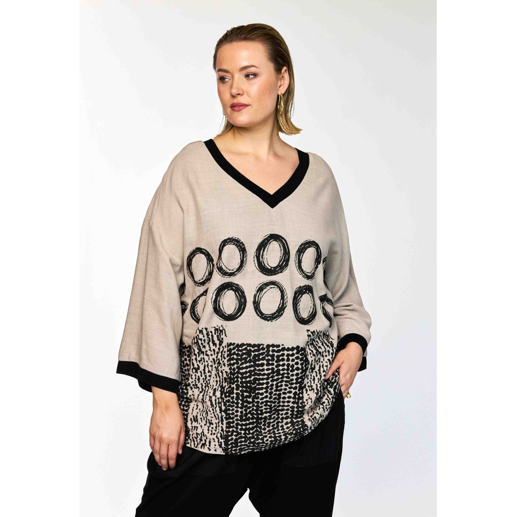 Gozzip Woman GMy Blouse Blouse Sand/Black printed