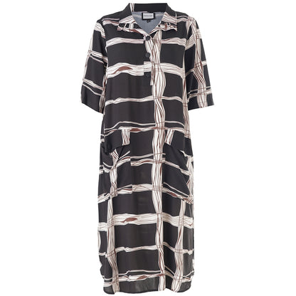 Gozzip Woman GMynte Dress Dress Black with brown and offwhite pattern
