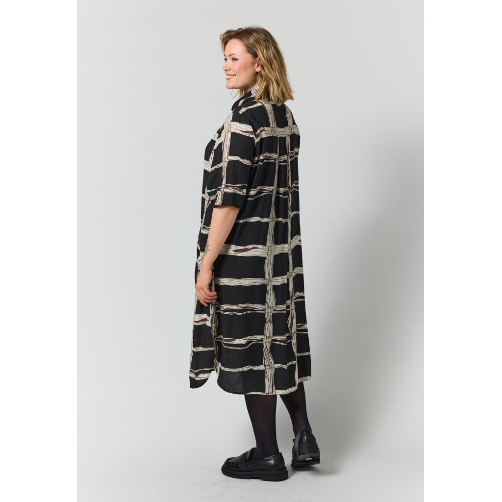 Gozzip Woman GMynte Dress Dress Black with brown and offwhite pattern