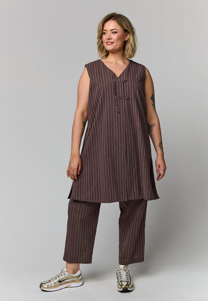 Gozzip Woman GNeve long vest Long vest Brown/white stripes