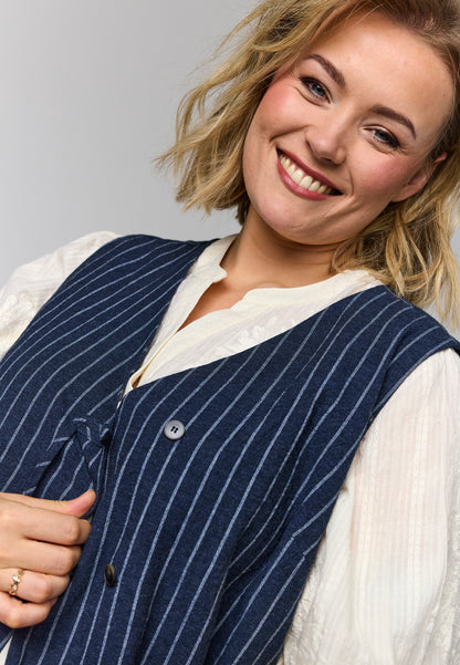 Gozzip Woman GNeve long vest Long vest Navy/white striped