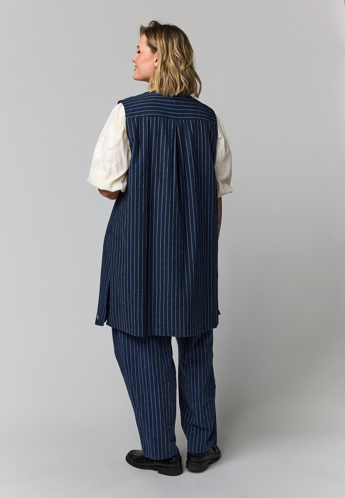 Gozzip Woman GNeve long vest Long vest Navy/white striped