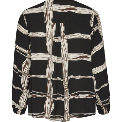 Gozzip Woman GNova Blouse Blouse Black with brown and offwhite pattern