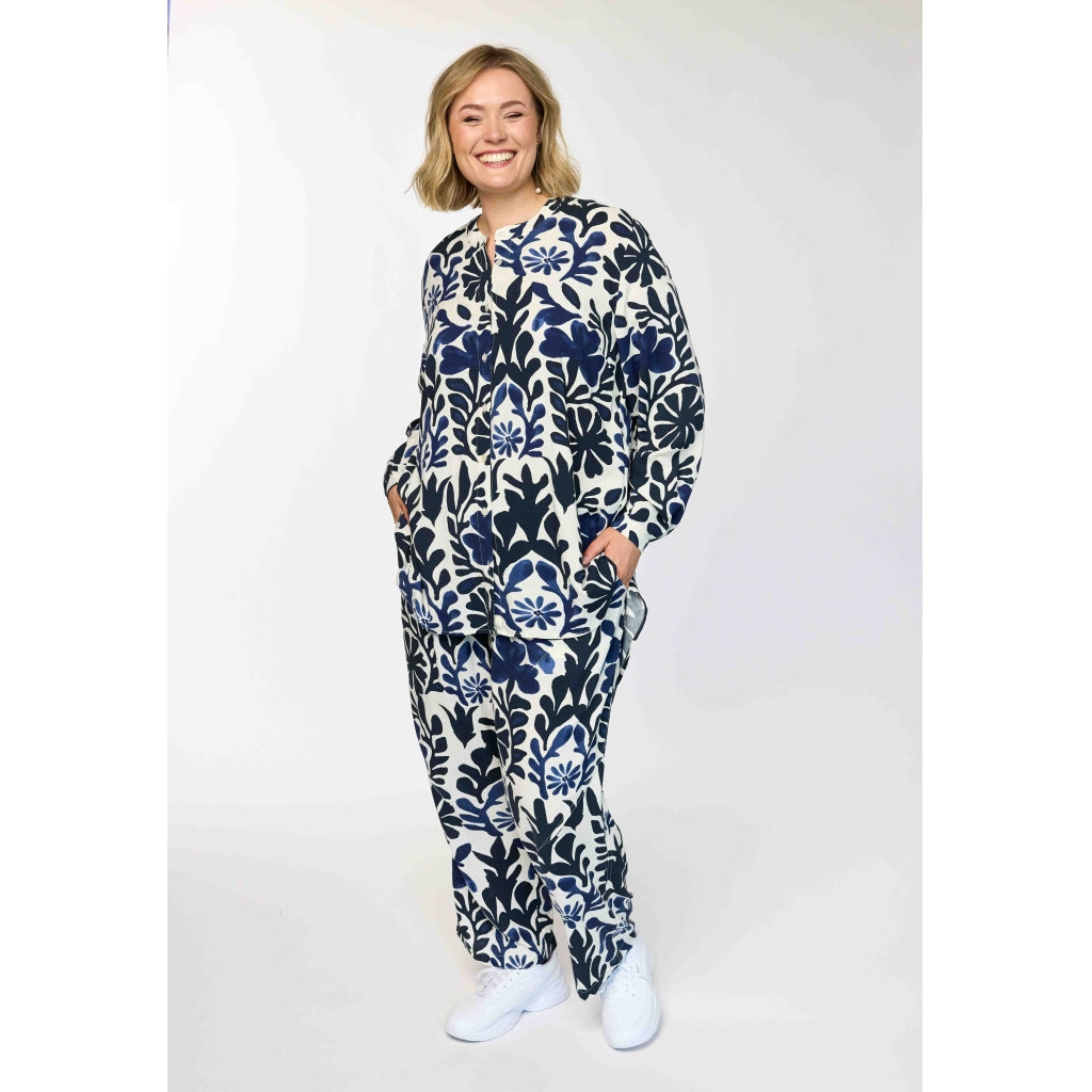 Gozzip Woman GOda Pants Pants Blue print