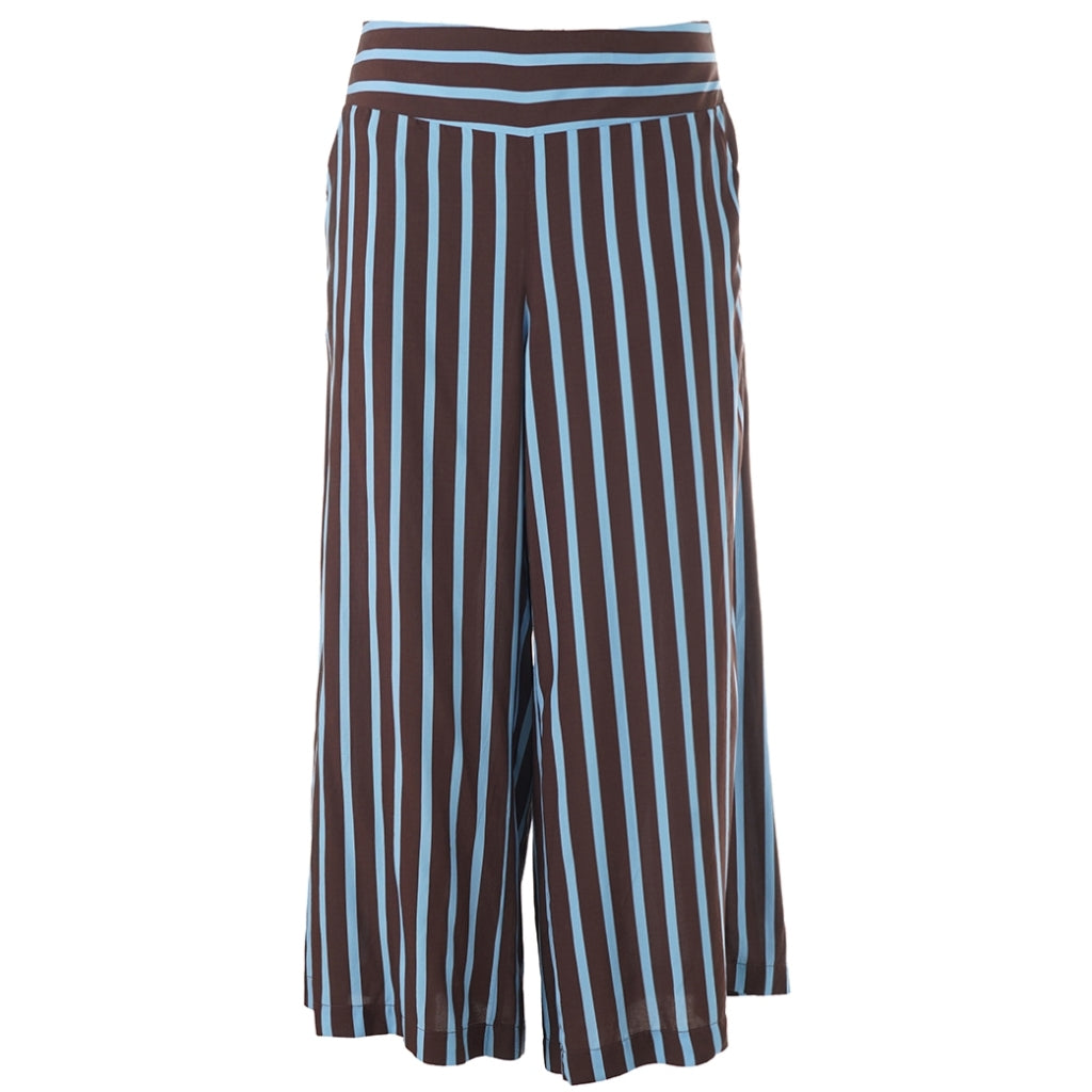 Gozzip Woman GRuby Pants Pants Brown with blue stripes