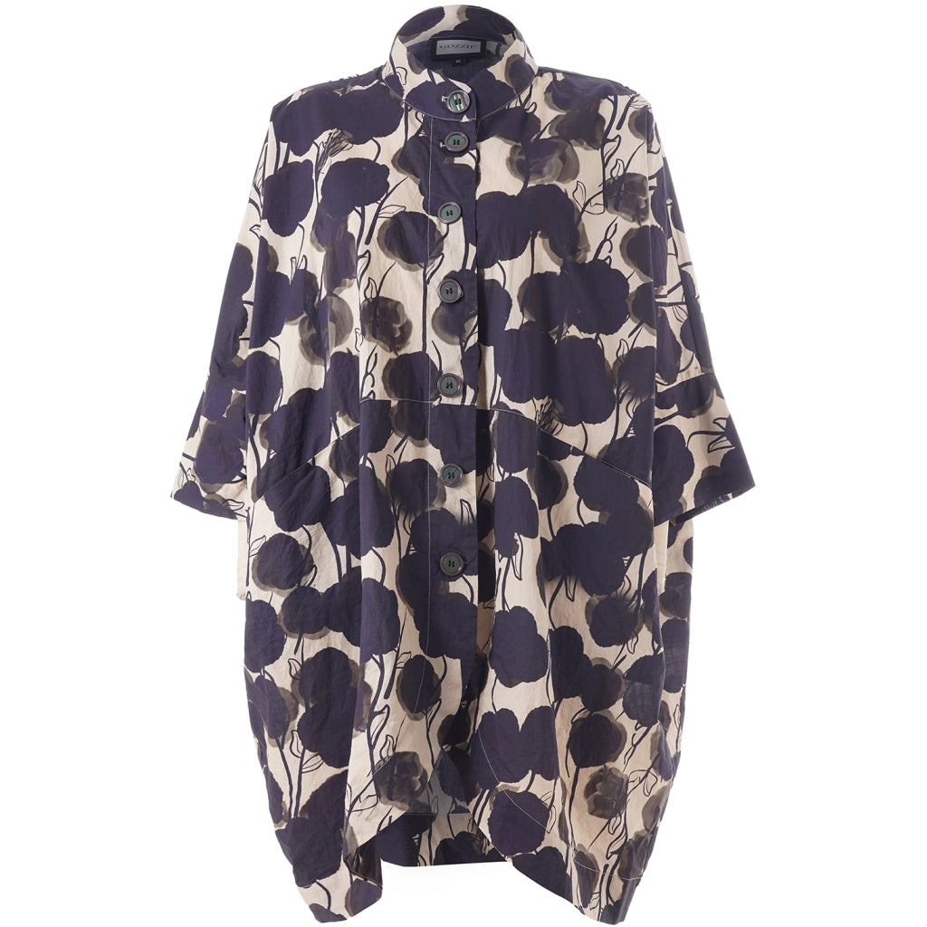 Gozzip Woman GSilje oversized cardigan Cardigan Sand with black flowers
