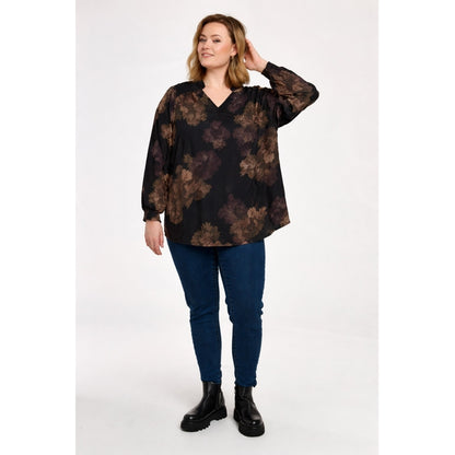 Gozzip Woman GSilke Blouse Blouse Black with big flowers