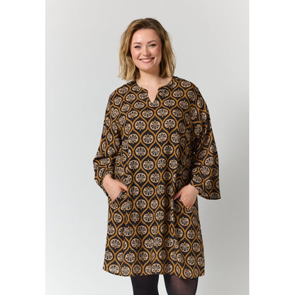 Gozzip Woman GSkuld Tunic Tunic Black with brown and sand pattern