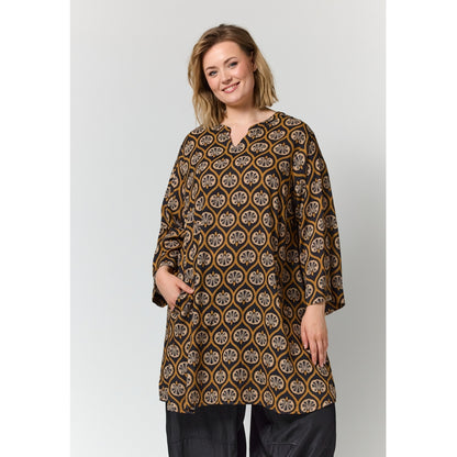 Gozzip Woman GSkuld Tunic Tunic Black with brown and sand pattern