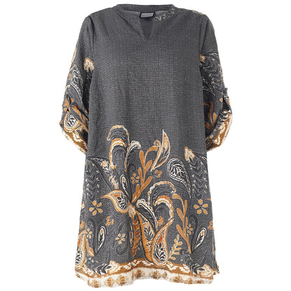 Gozzip Woman GSkuld Tunic Tunic Black board fabric with brown pattern