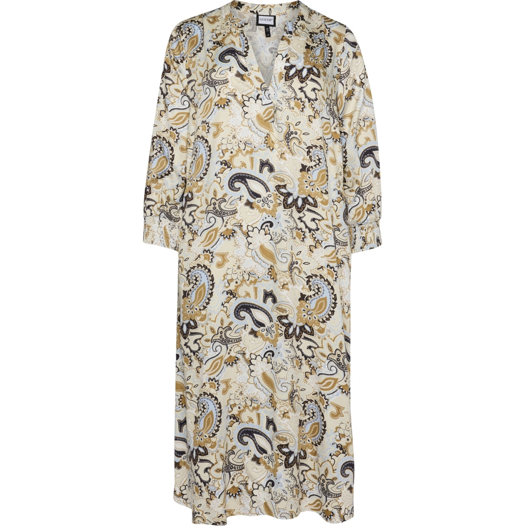 Gozzip Woman GValdis Dress Dress Sand with blue print