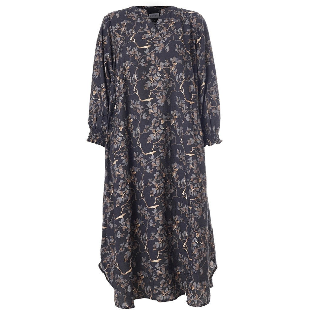 Gozzip Woman GValdis Dress Dress Black with grey brown flowers
