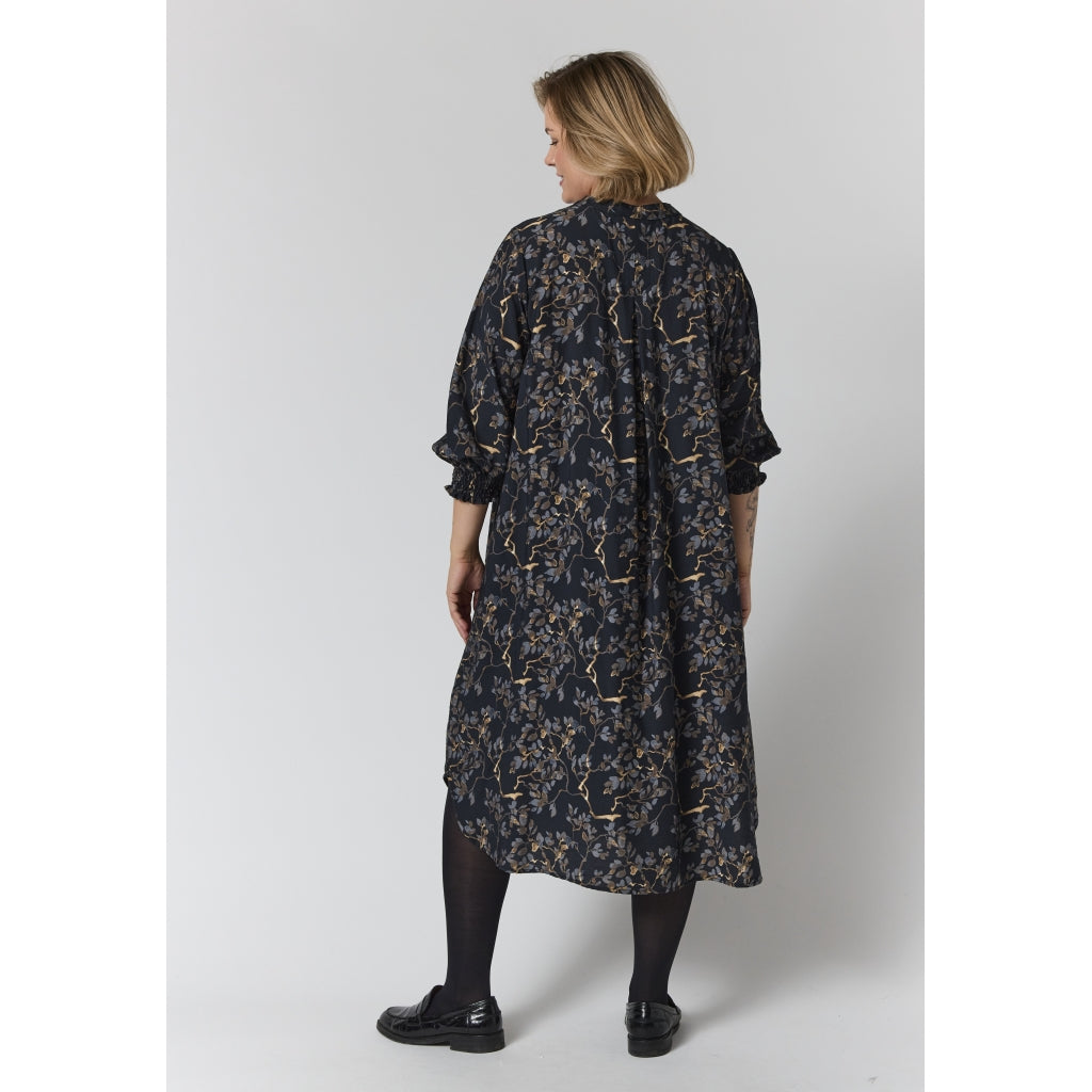 Gozzip Woman GValdis Dress Dress Black with grey brown flowers