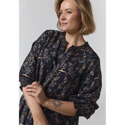 Gozzip Woman GValdis Dress Dress Black with grey brown flowers