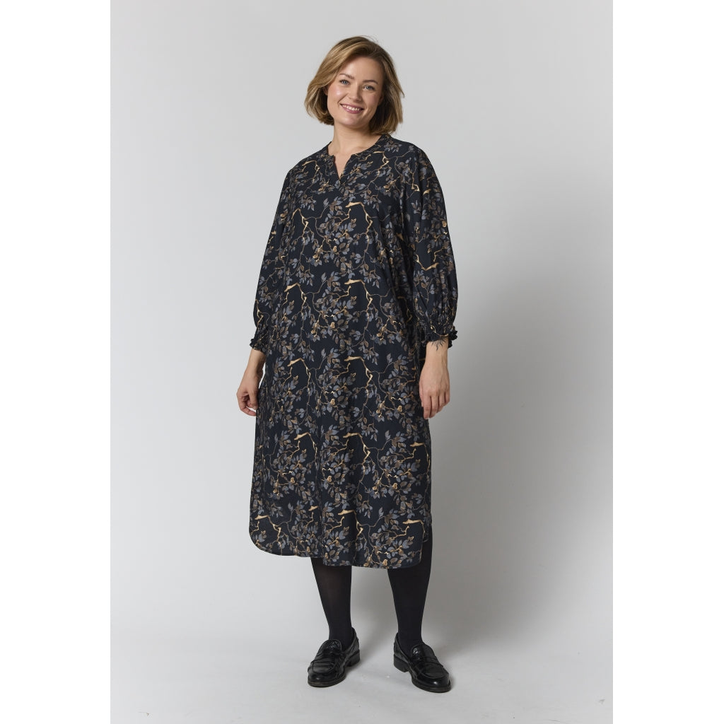 Gozzip Woman GValdis Dress Dress Black with grey brown flowers