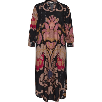 Gozzip Woman GValdis Dress Dress Black with Pink printed