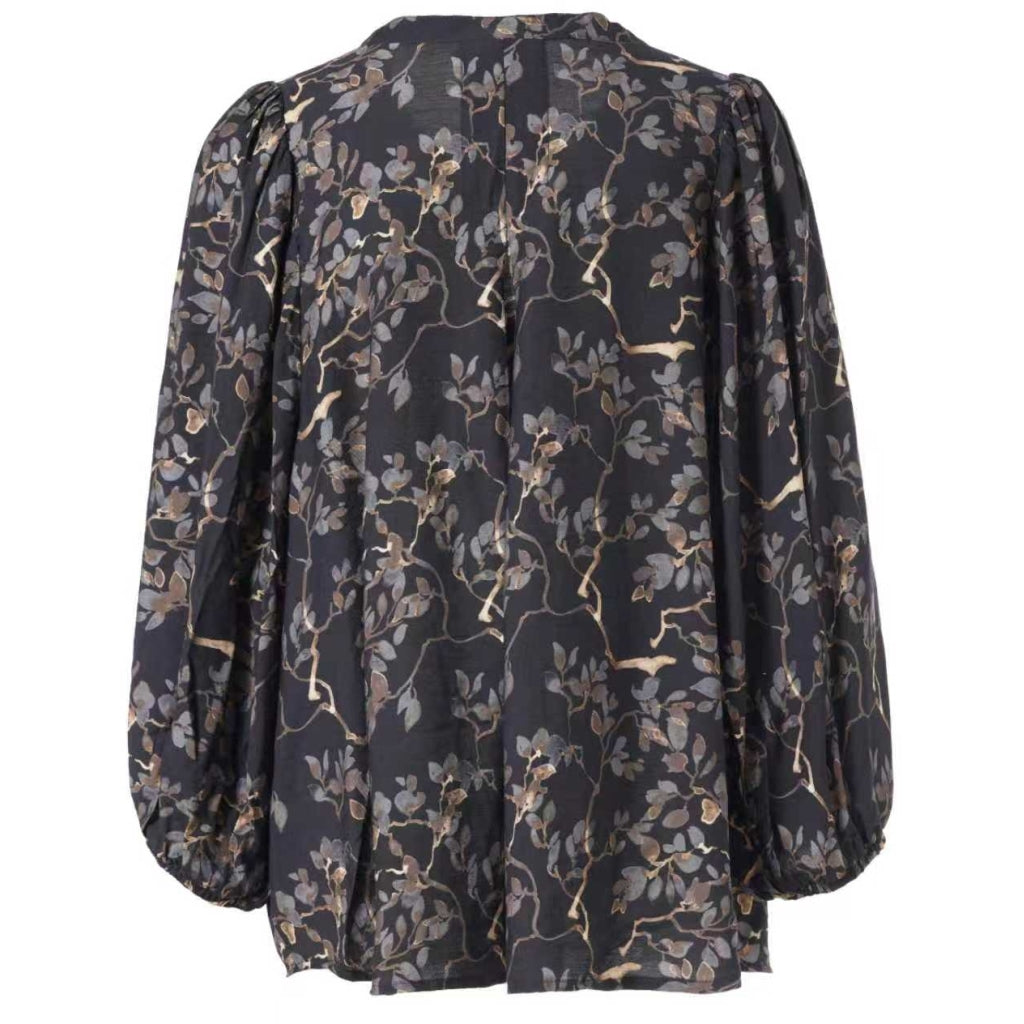 Gozzip Woman GVilde Blouse Blouse Black with grey brown flowers