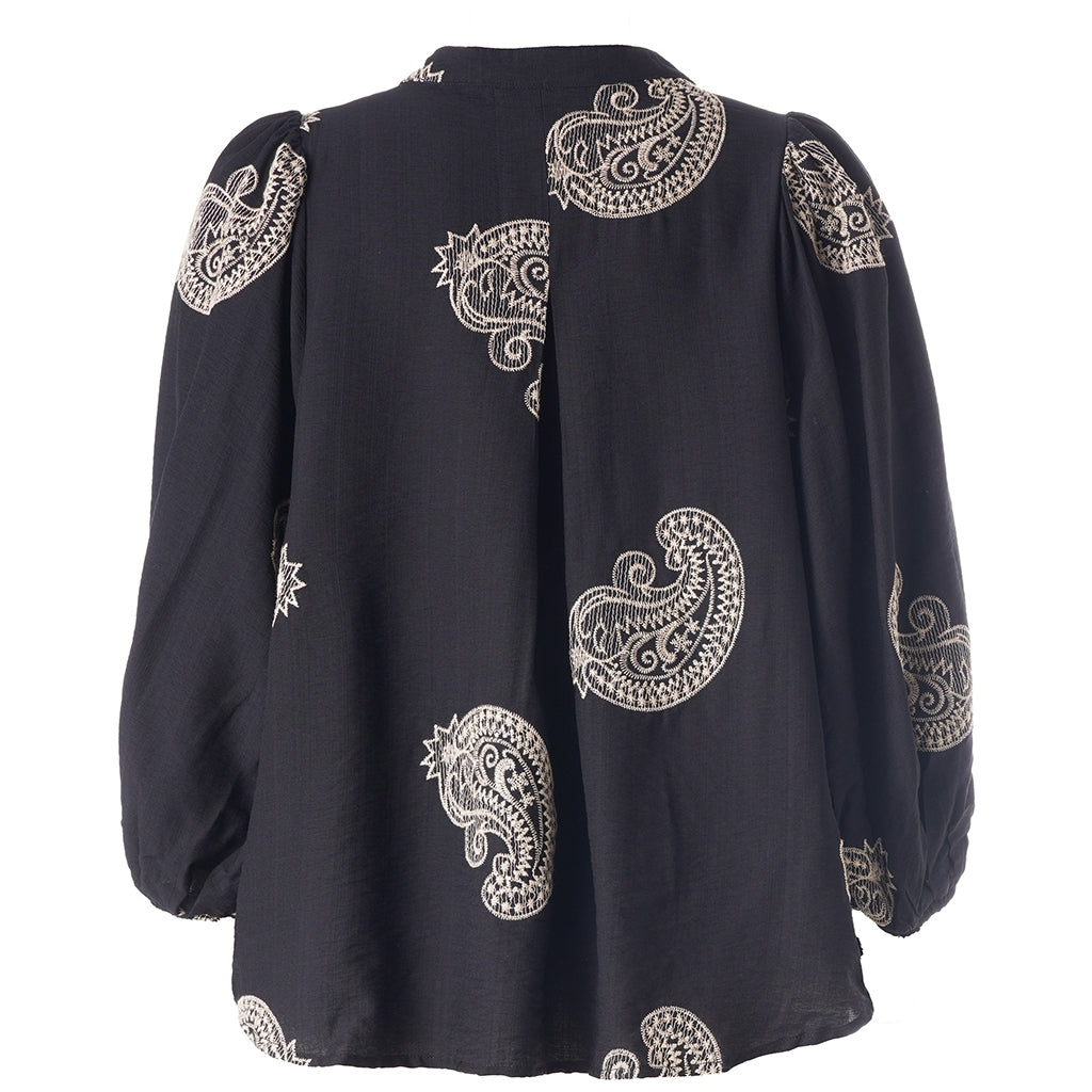 Gozzip Woman GVilde Blouse Blouse Black with sand embroidery