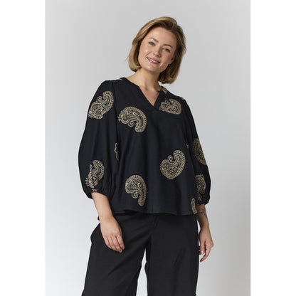 Gozzip Woman GVilde Blouse Blouse Black with sand embroidery