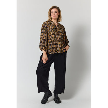 Gozzip Woman GVilde Blouse Blouse Black with brown and sand pattern