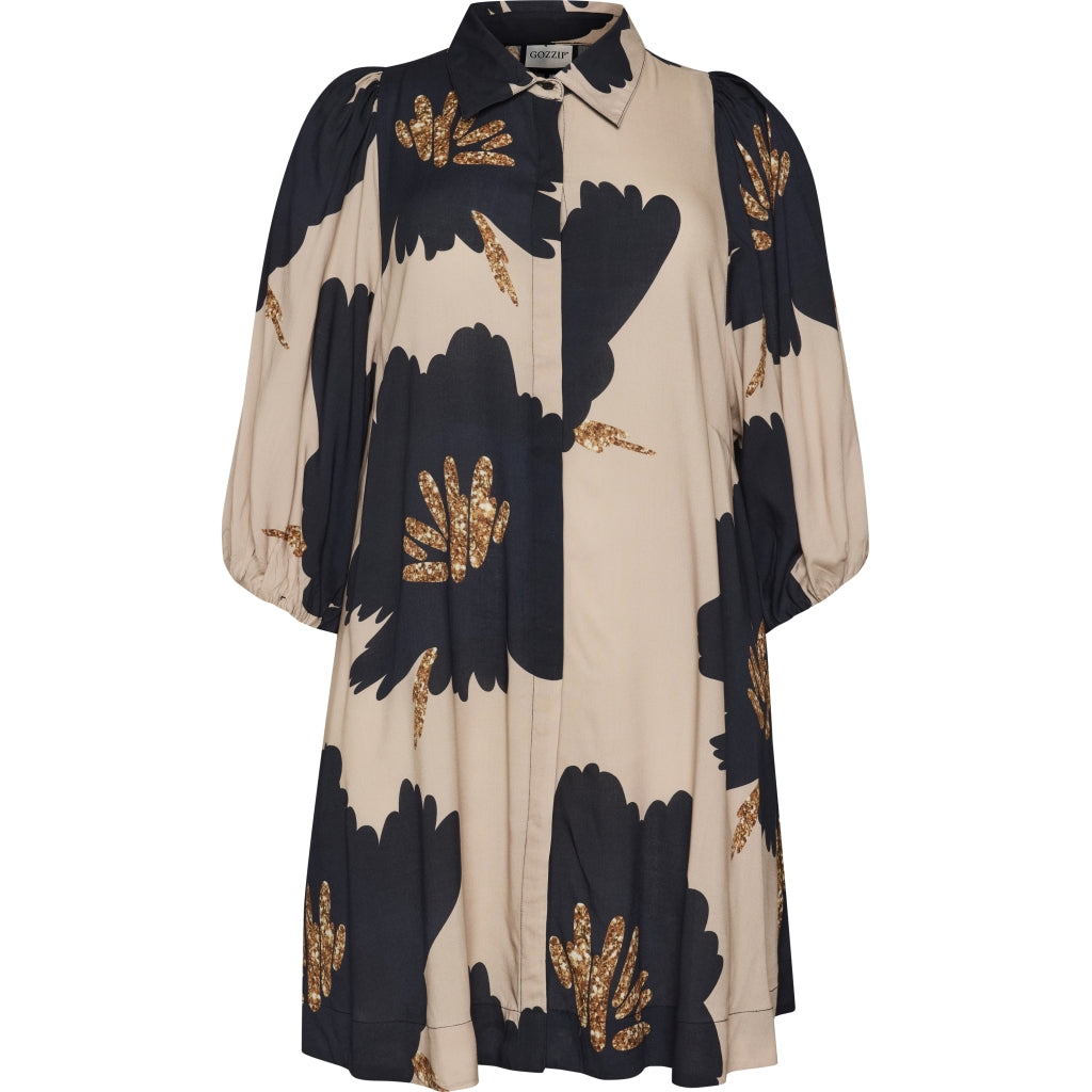 Gozzip Woman GWilma Dress Dress Sand with big black flowers