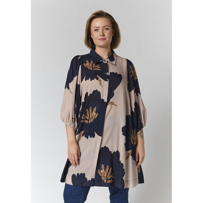 Gozzip Woman GWilma Dress Dress Sand with big black flowers