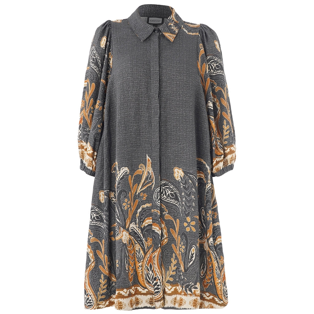 Gozzip Woman GWilma Dress Dress Black board fabric with brown pattern