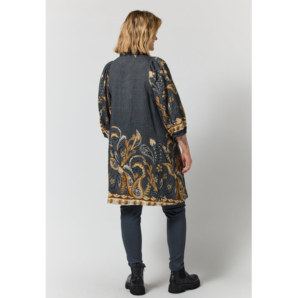 Gozzip Woman GWilma Dress Dress Black board fabric with brown pattern