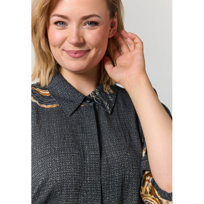 Gozzip Woman GWilma Dress Dress Black board fabric with brown pattern