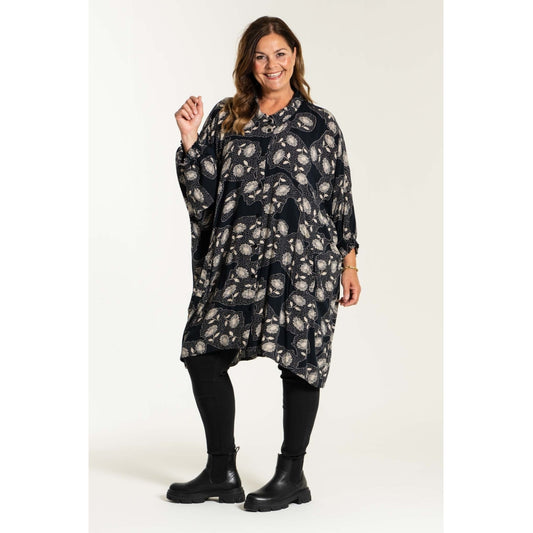 Gozzip Woman Gerda Oversize shirt Tunic Oversize shirt tunic Black with Beige