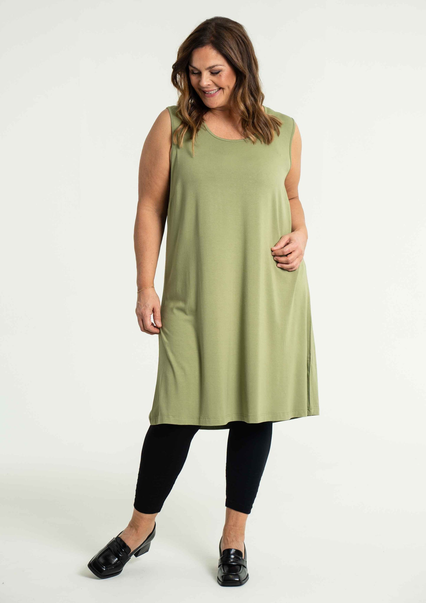 Gozzip Woman Gitte Panel Dress Panel Dress Dusty Green