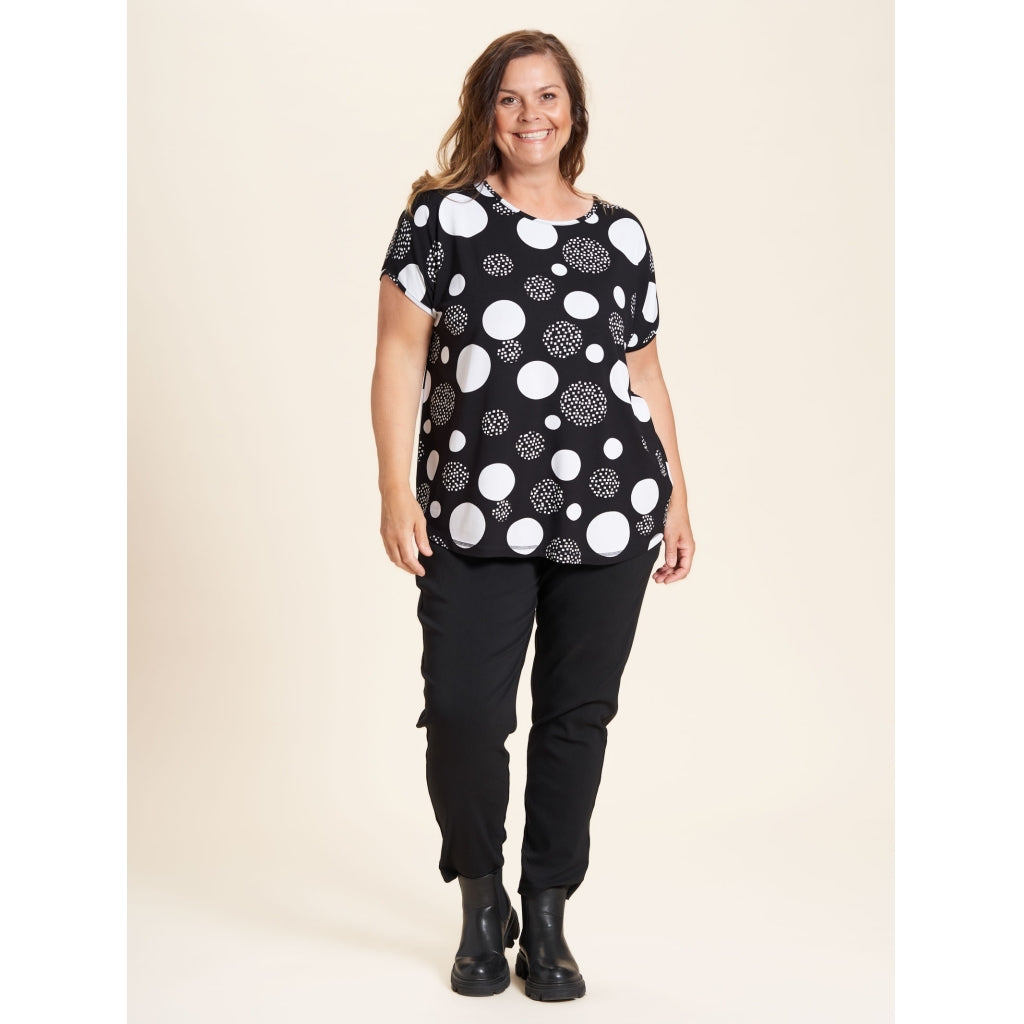 Gozzip Woman Gitte T-shirt T-Shirt Black with white dots