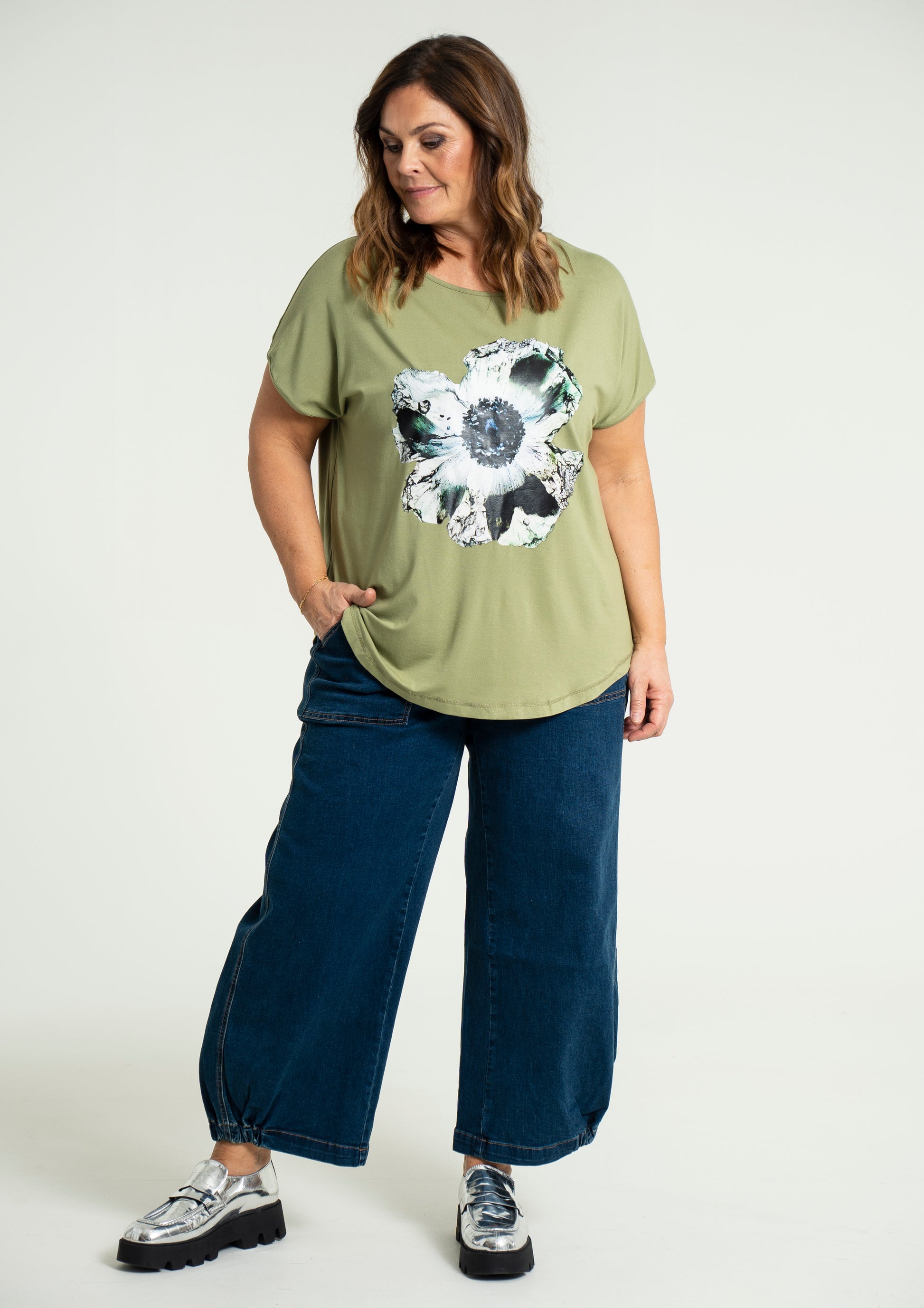 Gozzip Woman Gitte T-shirt with print T-Shirt Dusty Green