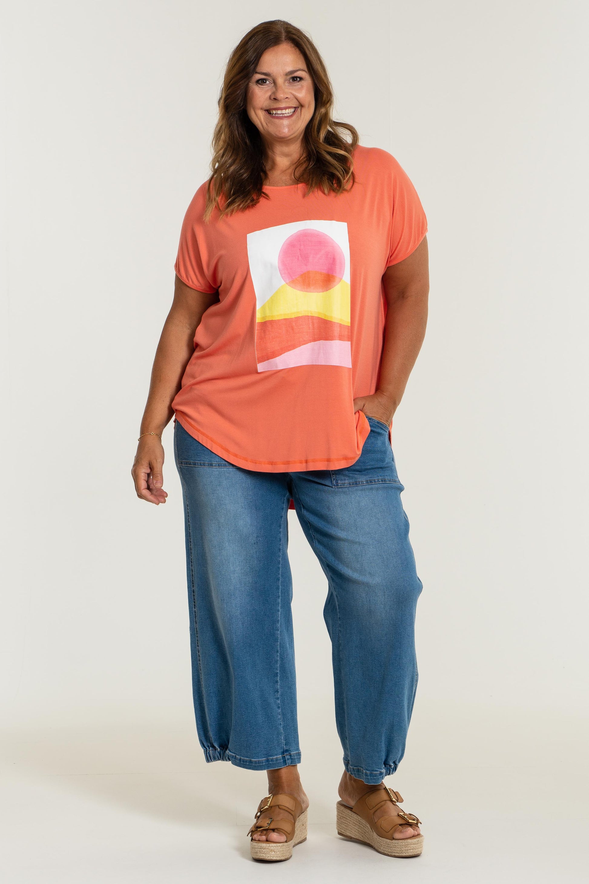 Gozzip Woman Gitte T-shirt with print - MORE COLOURS T-Shirt Coral