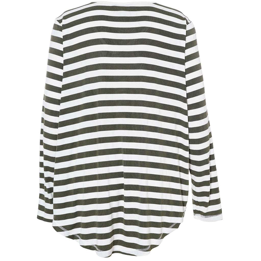 Gozzip Woman Gitte t-shirt with long sleeves with stripe T-Shirt Olive stripe