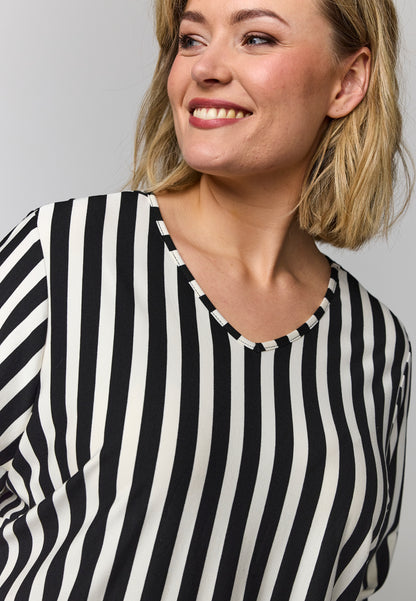 Gozzip Woman Gitte t-shirt with long sleeves with stripe T-Shirt Black/Offwhite stripes